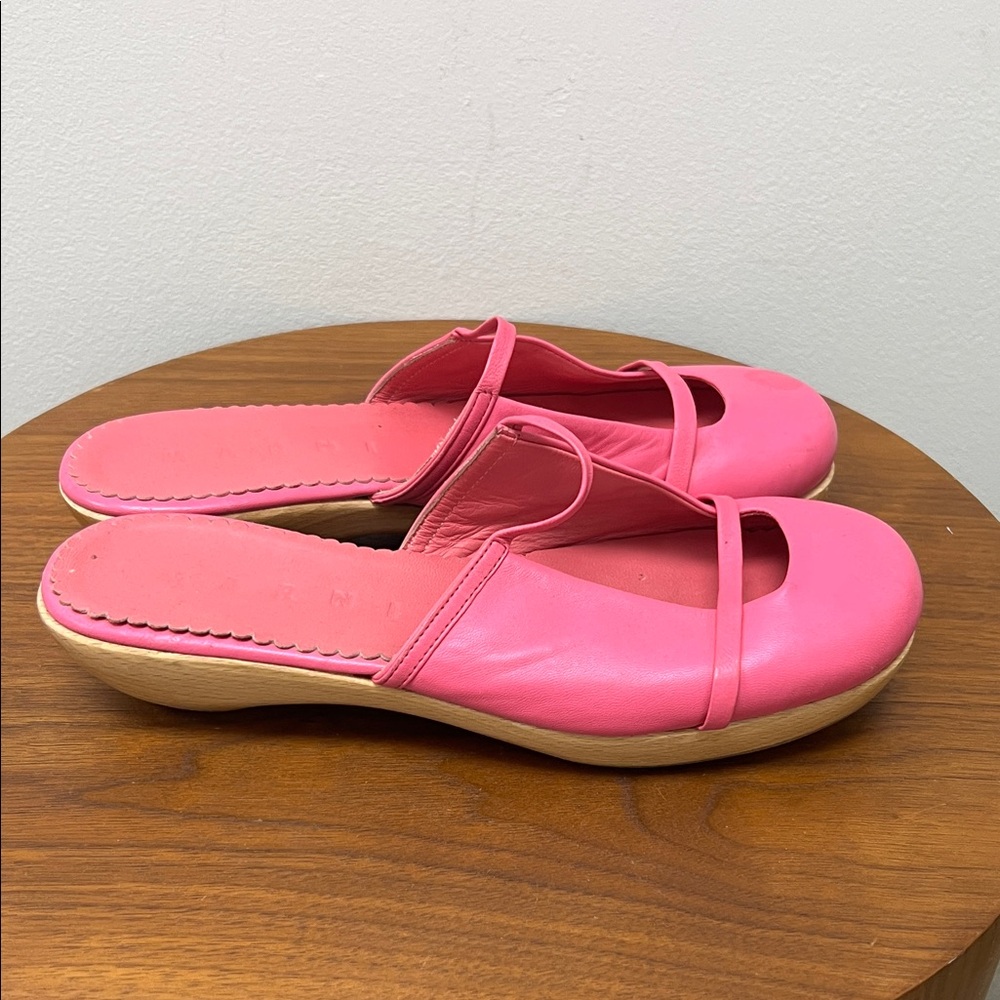 Marni Pink Leather Mules